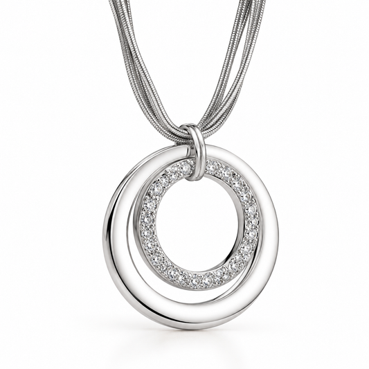 ORBIT Circle Pendant Necklace 925 Silver