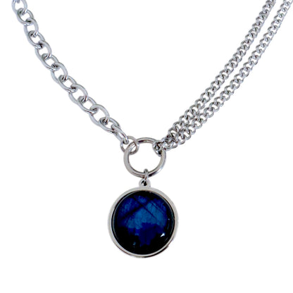 EQUINOX Blue Labradorite O Ring Chain Choker Necklace