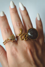 Load image into Gallery viewer, CUBAN Zircon Heart Chain Ring - Gold
