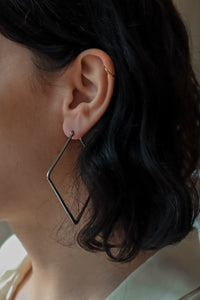 Square Hoop Earrings Large - Silver