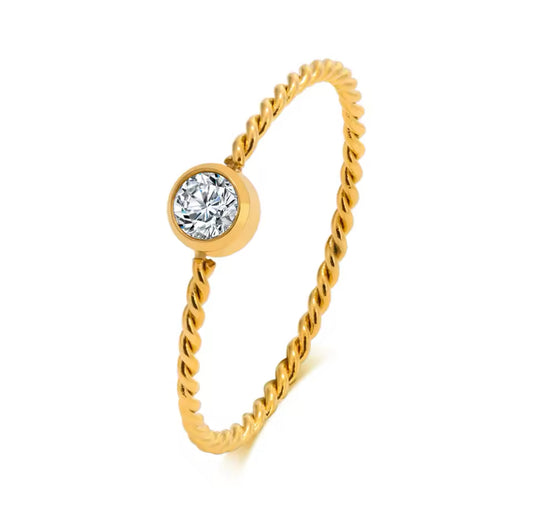 HYDRA Zircon Twist Band Ring Gold