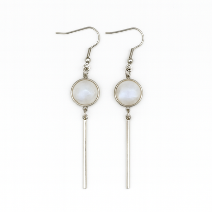 KALA Rainbow Moonstone Dangling Earrings Silver