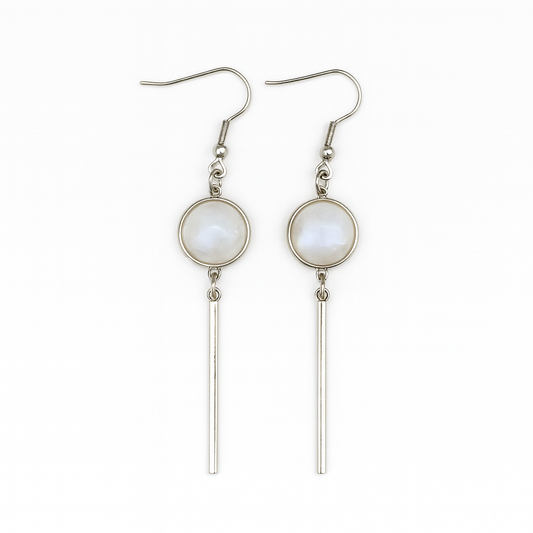 KALA Rainbow Moonstone Dangling Earrings Silver