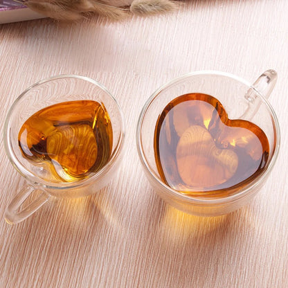 Heart Shaped Clear Glass Mug