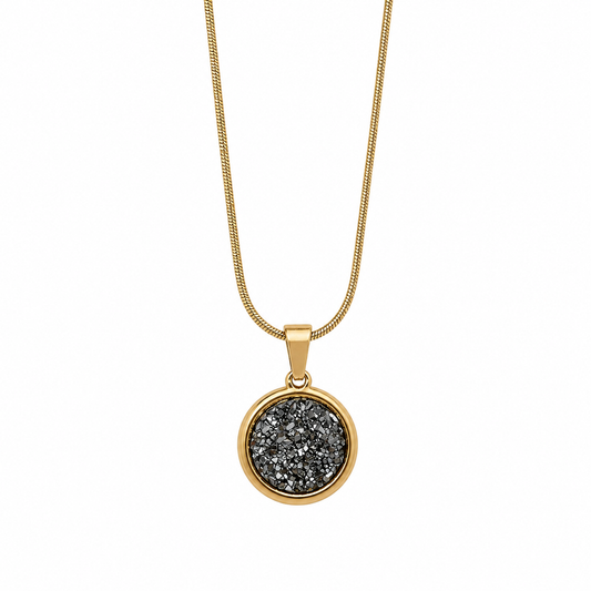 DAYA Silver Druzy Necklace Gold
