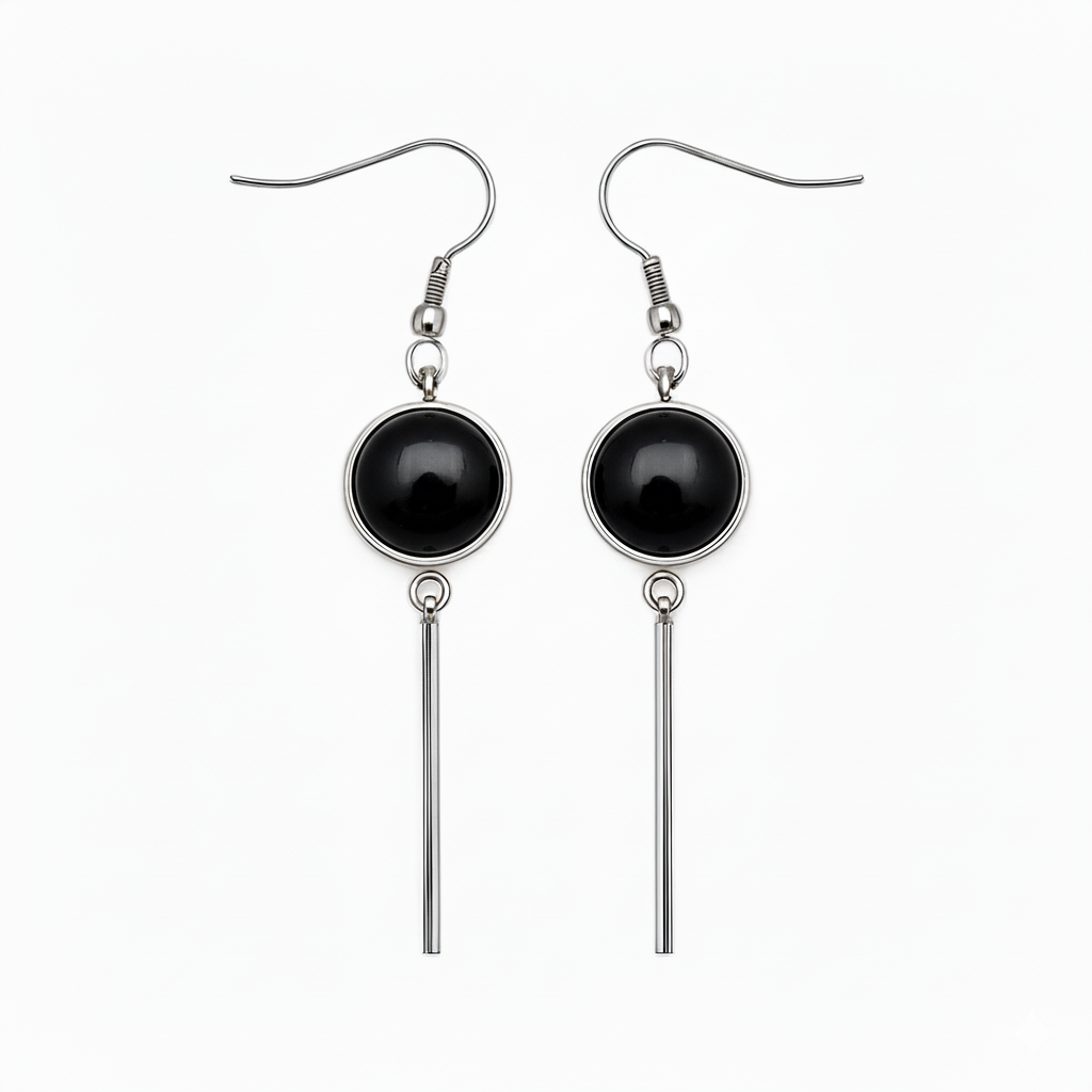 KALA Black Onyx Earrings Silver