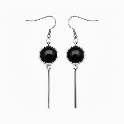 KALA Black Onyx Earrings Silver