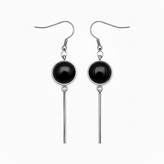 KALA Black Onyx Earrings Silver