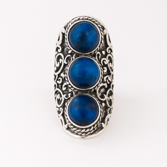 Bague tendance vintage ETHNICA Lapis Lazuli - Argent