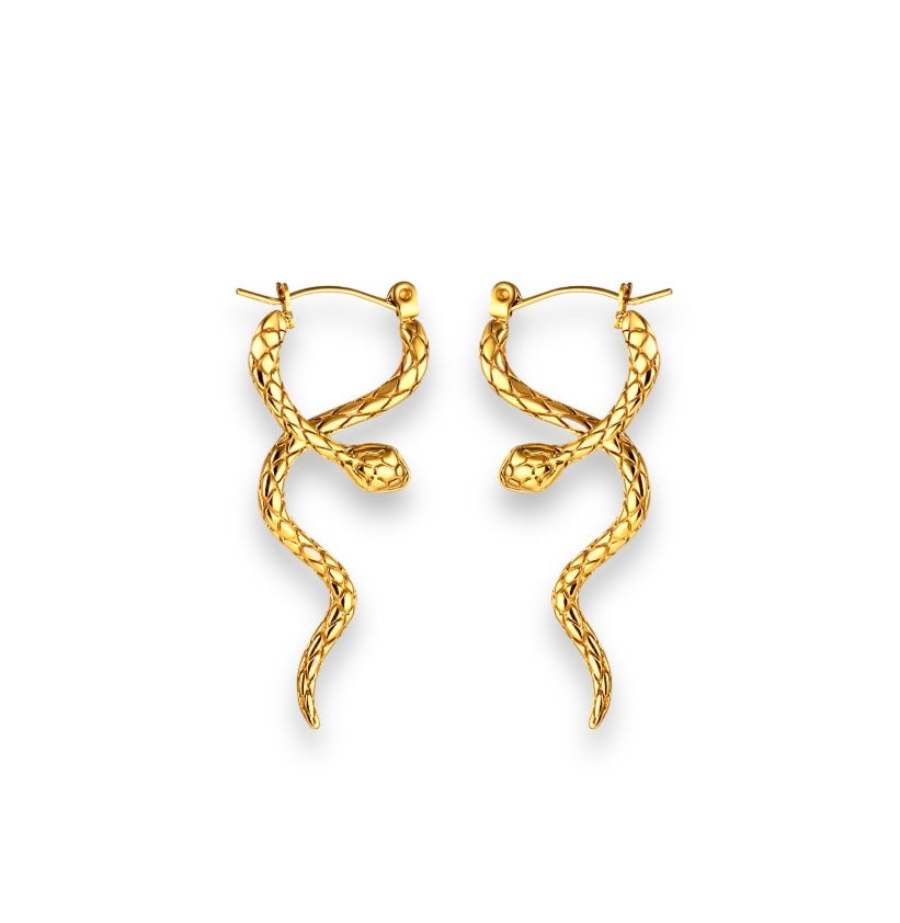 SERPENTIA Snake Huggies Earrings Gold