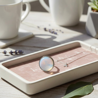 Bague de déclaration AYA Opalite Argent