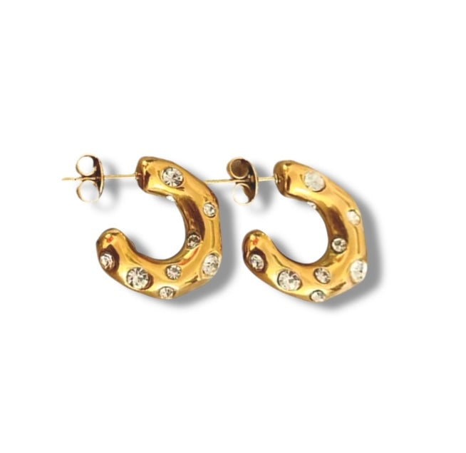 FEMME C Shape Cubic Zirconia Earrings Gold