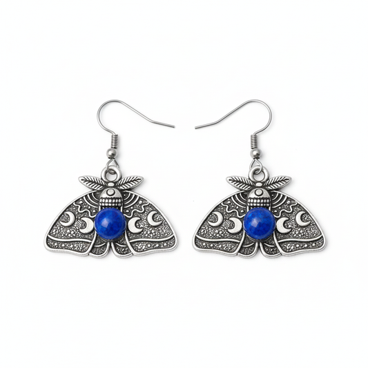 MOON MOTH Lapis Lazuli Earrings Silver