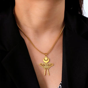FAERIE Moon Moth Necklace Gold