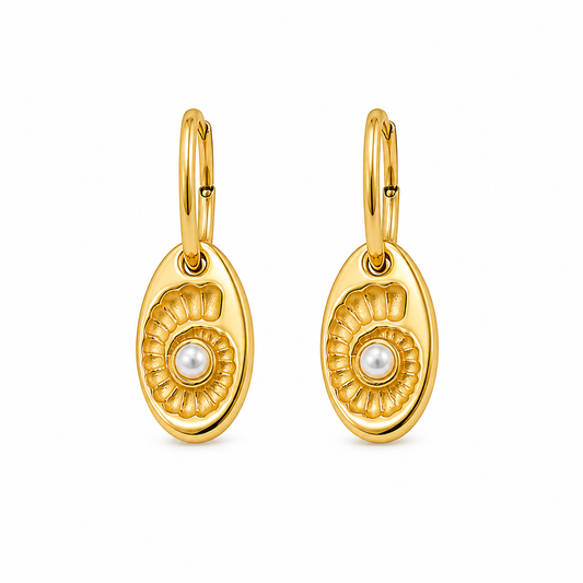 SOLENE Pearl Shell Earrings Gold