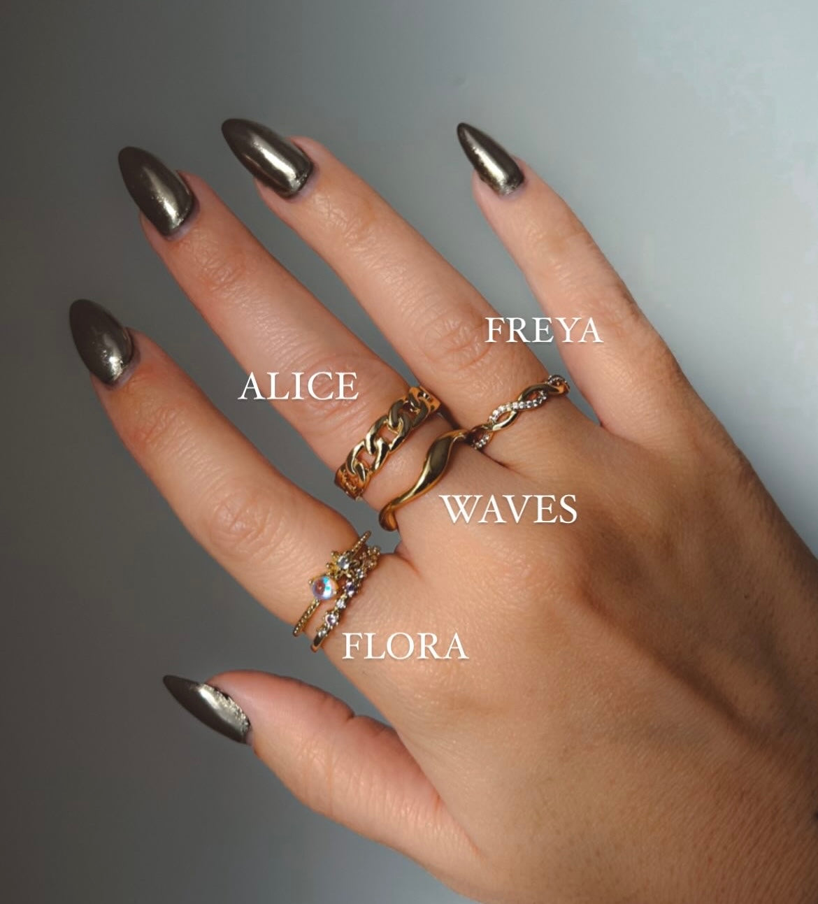 FLORA Zircon Double Ring - Gold
