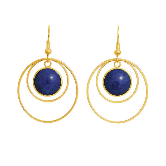 ANETHA Lapis Lazuli Dangle Hoop Earrings Gold