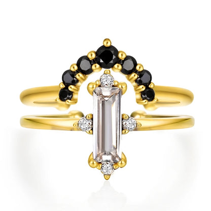 SHAKTI Crystal Quartz Ring Set - Gold