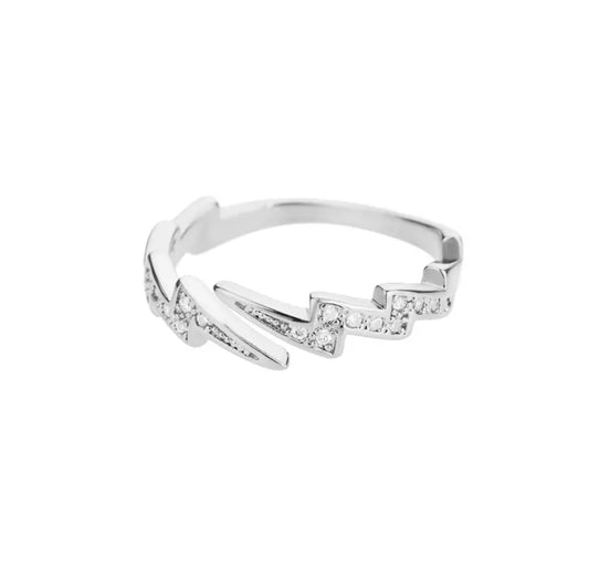 BOLT Lightning Zircon Ring Silver