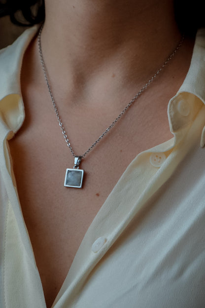 VARG Rainbow Moonstone Square Necklace - Silver