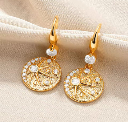 SUN&MOON Zircon Earrings Gold