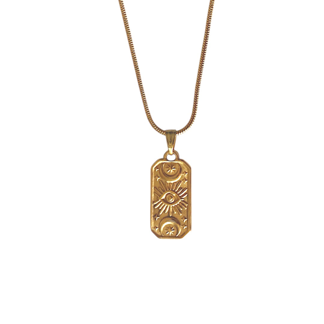 LUNAR GAZE Evil Eye Pendant Necklace Gold