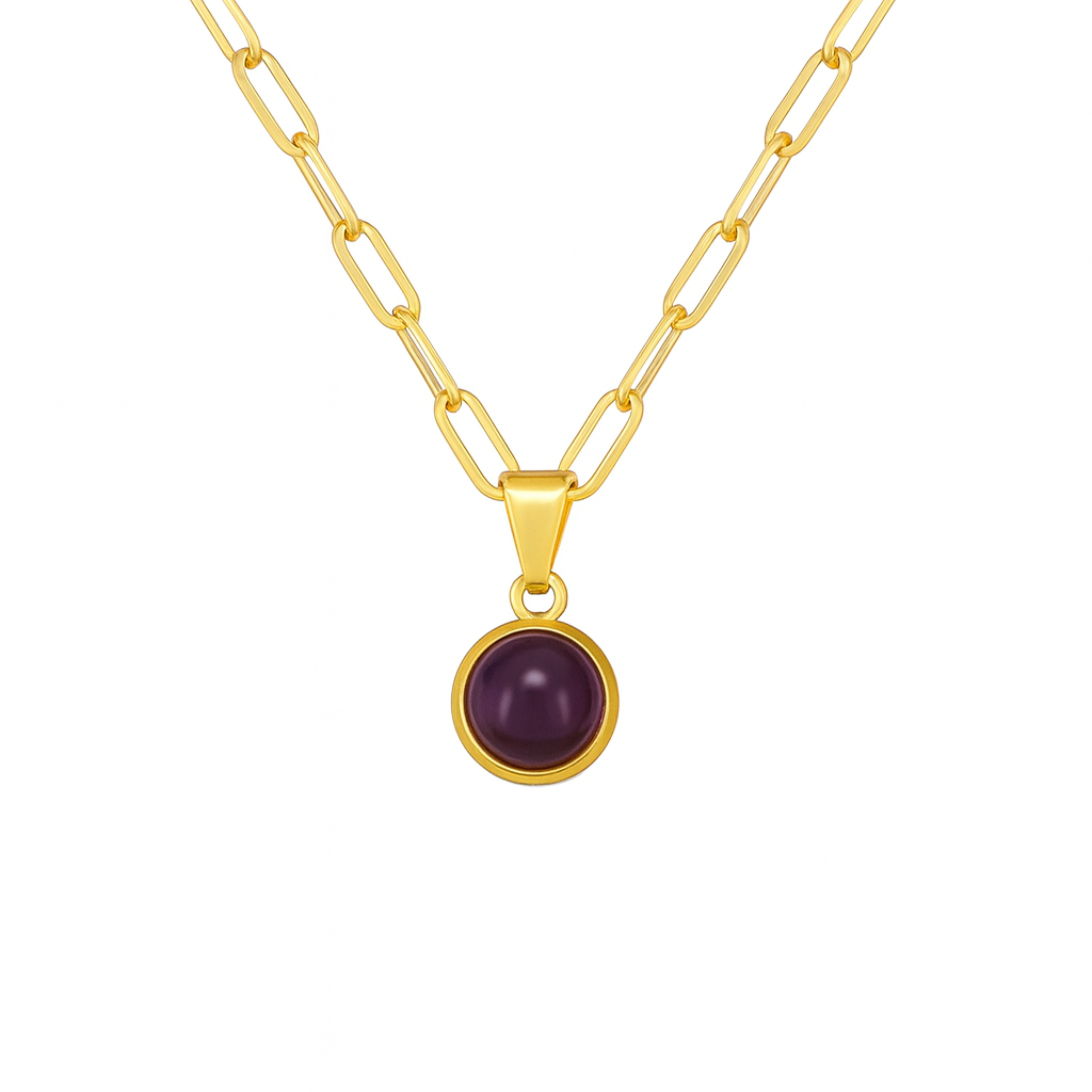 Amethyst-Halskette mit Büroklammer, Gold