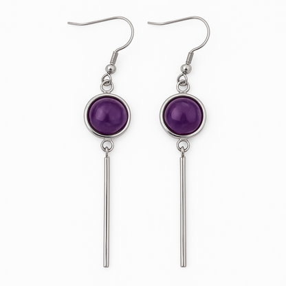 Boucles d'oreilles pendantes en améthyste KALA en argent