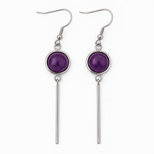 Boucles d'oreilles pendantes en améthyste KALA en argent