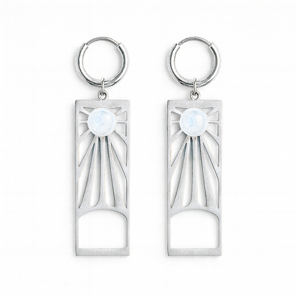 SUNRISE Moonstone Dangle Charm Earrings Silver