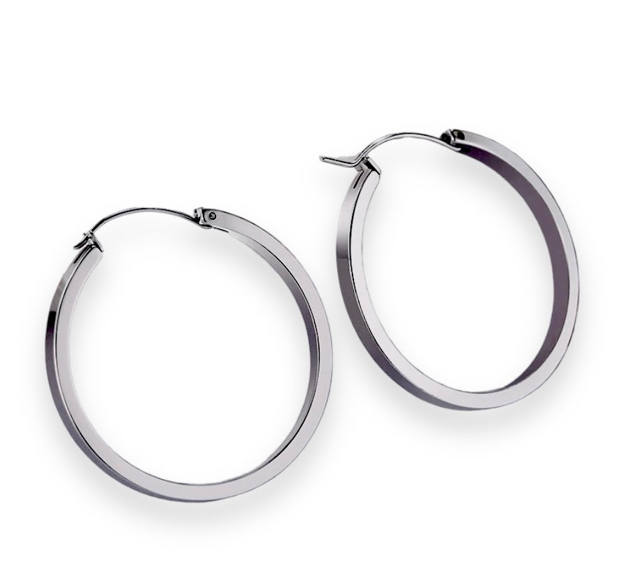 Boucles d'oreilles créoles minimalistes - Argent