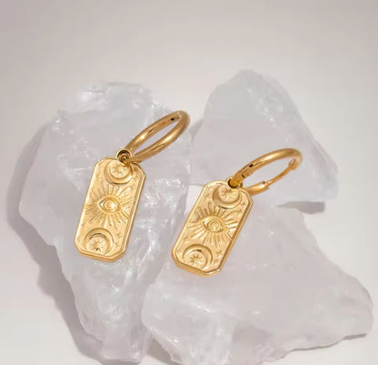 LUNAR GAZE Dangle Charm Earrings Gold