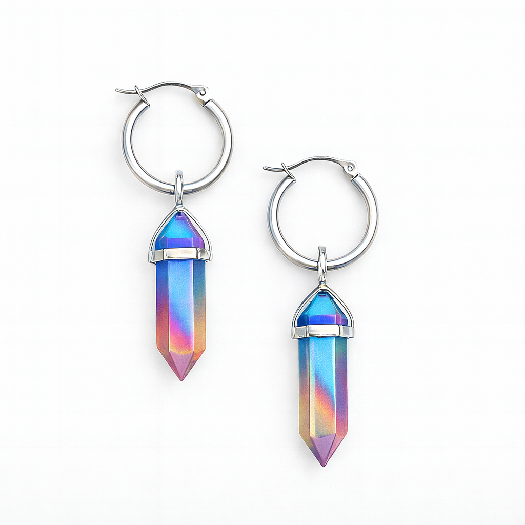 CERCLE Titanium Quartz Hoop Earrings Silver