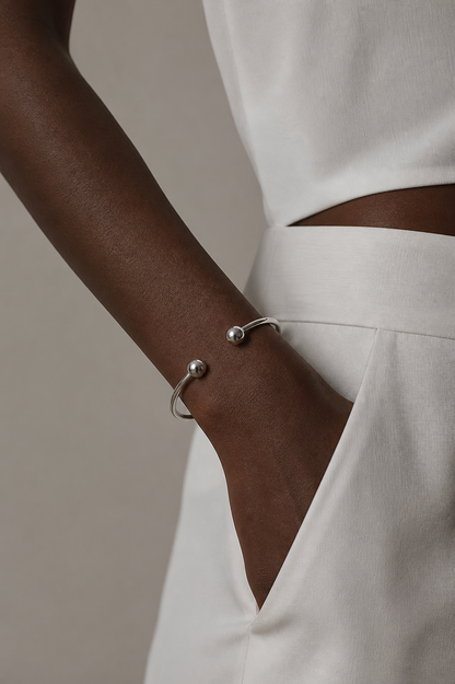 ORBITAL Duo Ball Bangle Bracelet Silver