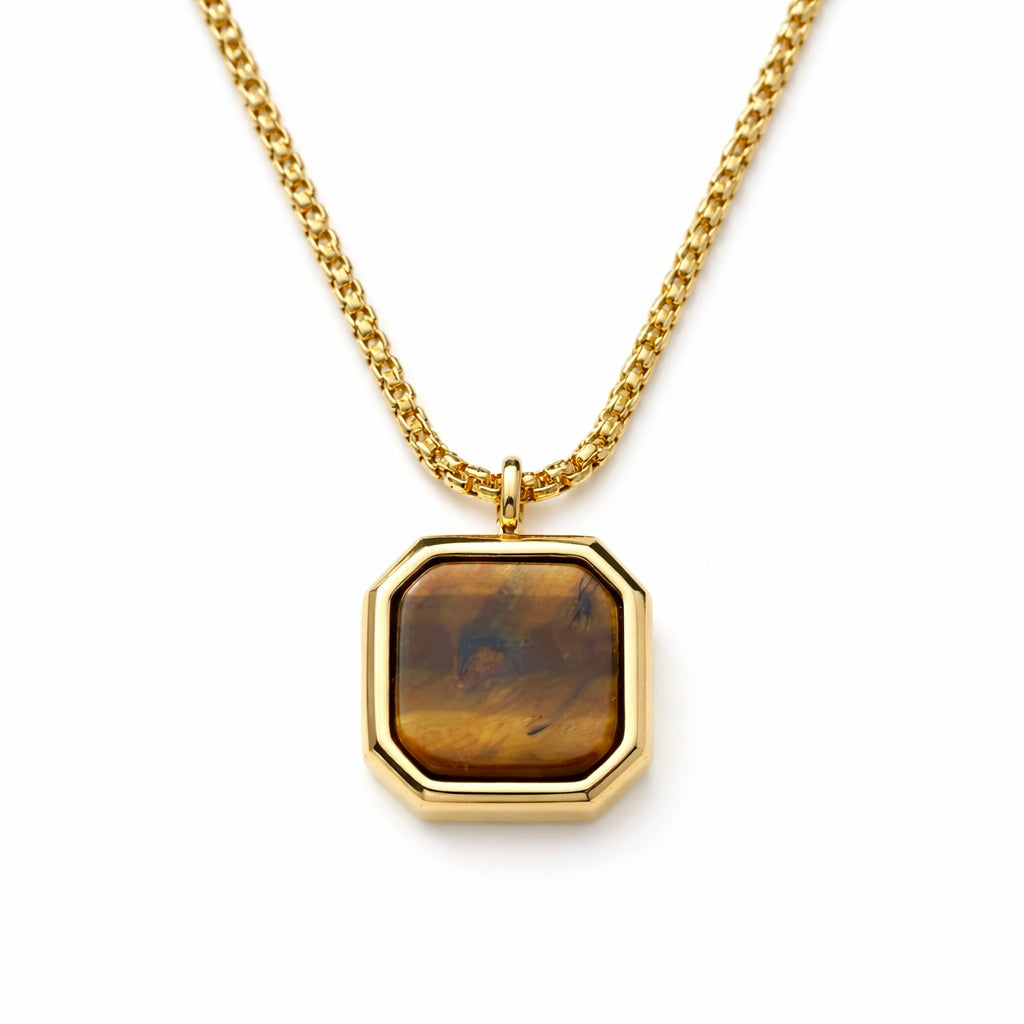 EDGE Tigeraugen-Anhänger-Halskette Gold