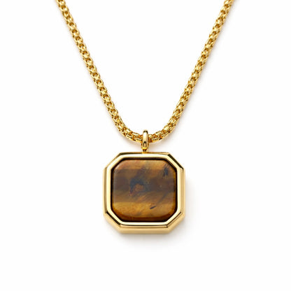 EDGE Tigeraugen-Anhänger-Halskette Gold