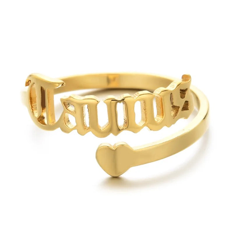 Personalised Zodiac Sign Ring - Gold / Silver