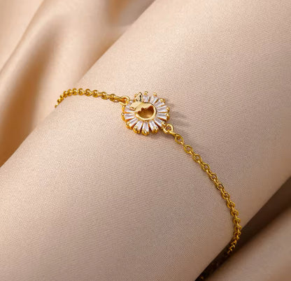 SUNFLOWER Dainty Chain Bracelet Silver