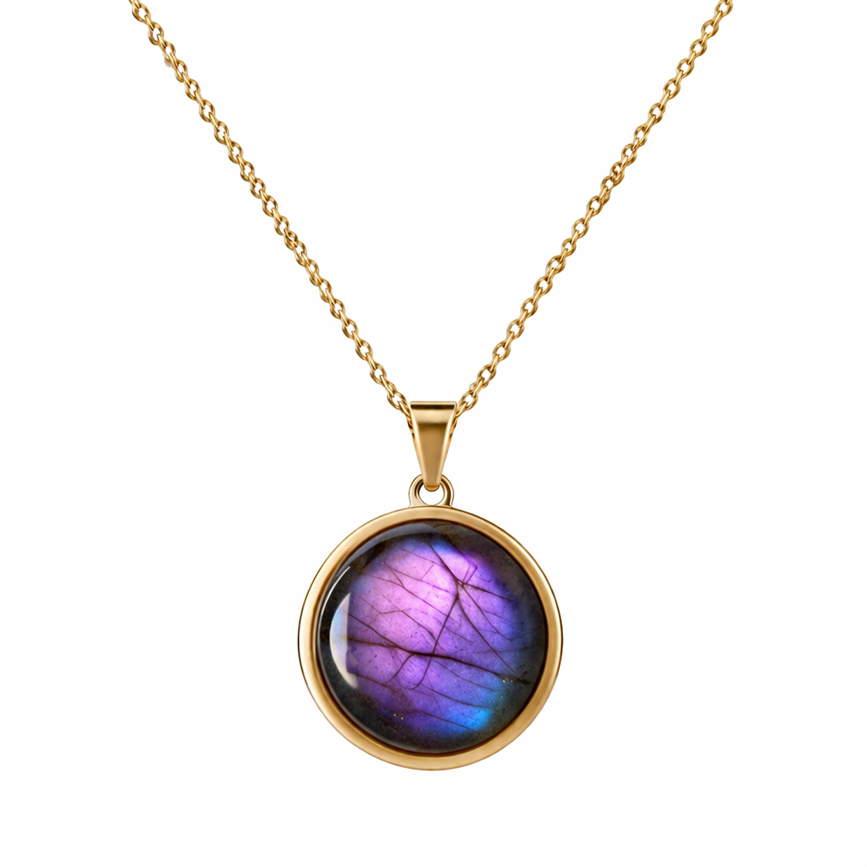 SAYA Purple Labradorite Pendant Necklace Gold