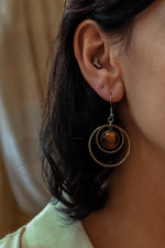 Load image into Gallery viewer, ANETHA Tiger&#39;s Eye Hoop Earrings Silver
