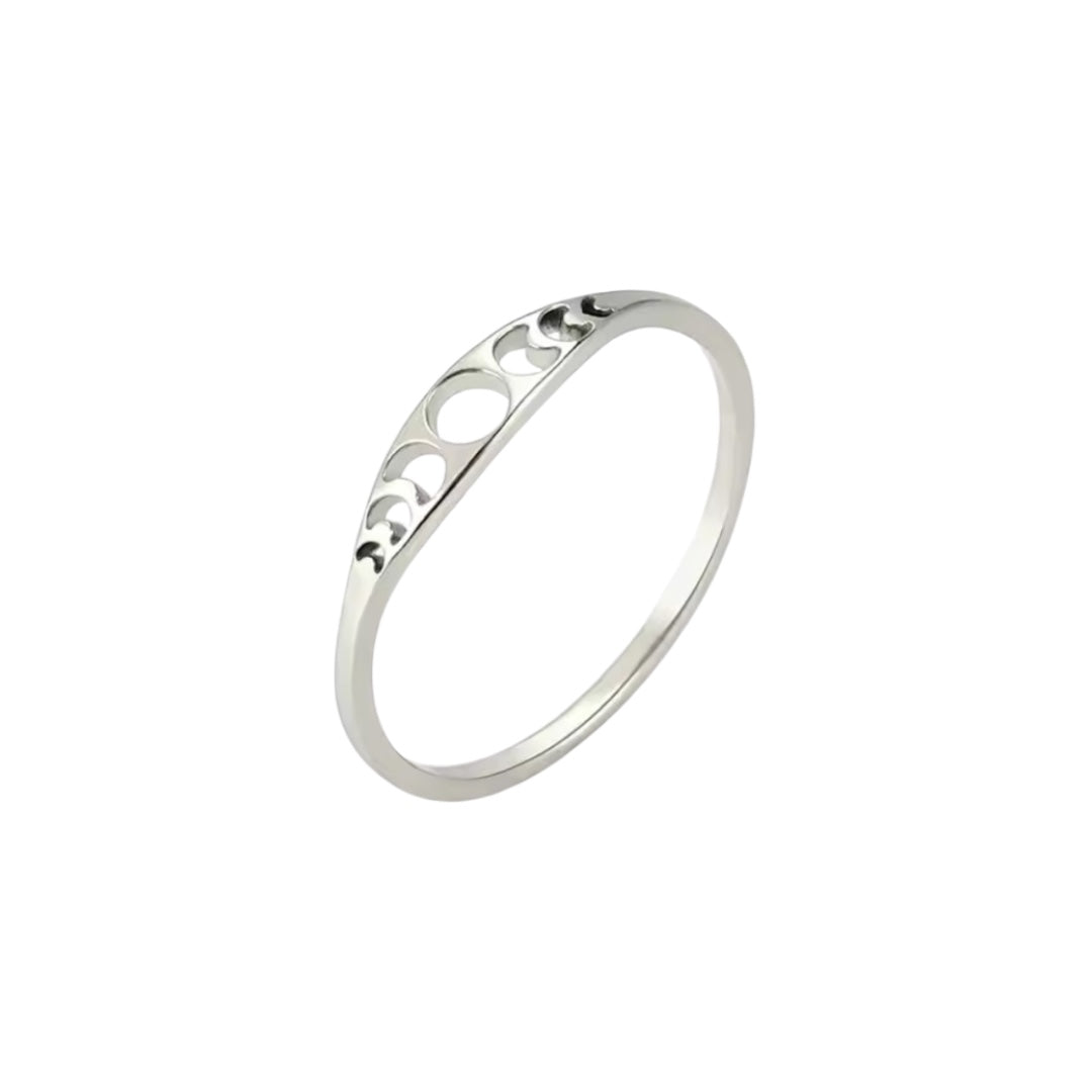 CYCLE Moon Phases Dainty Ring Silver