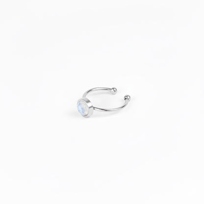 ODESSA Facettierter Regenbogenmondsteinring Silber
