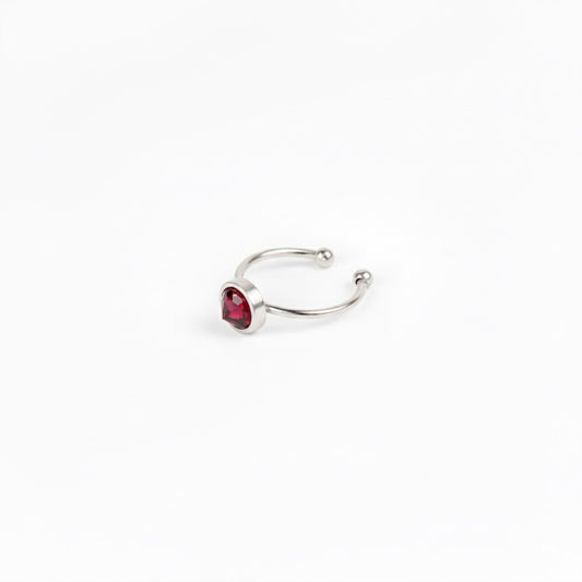 ODESSA Faceted Garnet Dainty Ring Silver