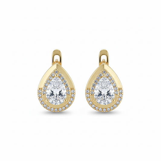 ENCHANTED Teardrop Zircon Earrings Gold 925 Silver