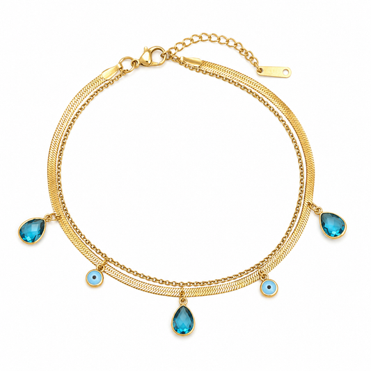 NAZARA Evil Eye Protection Anklet Bracelet Gold