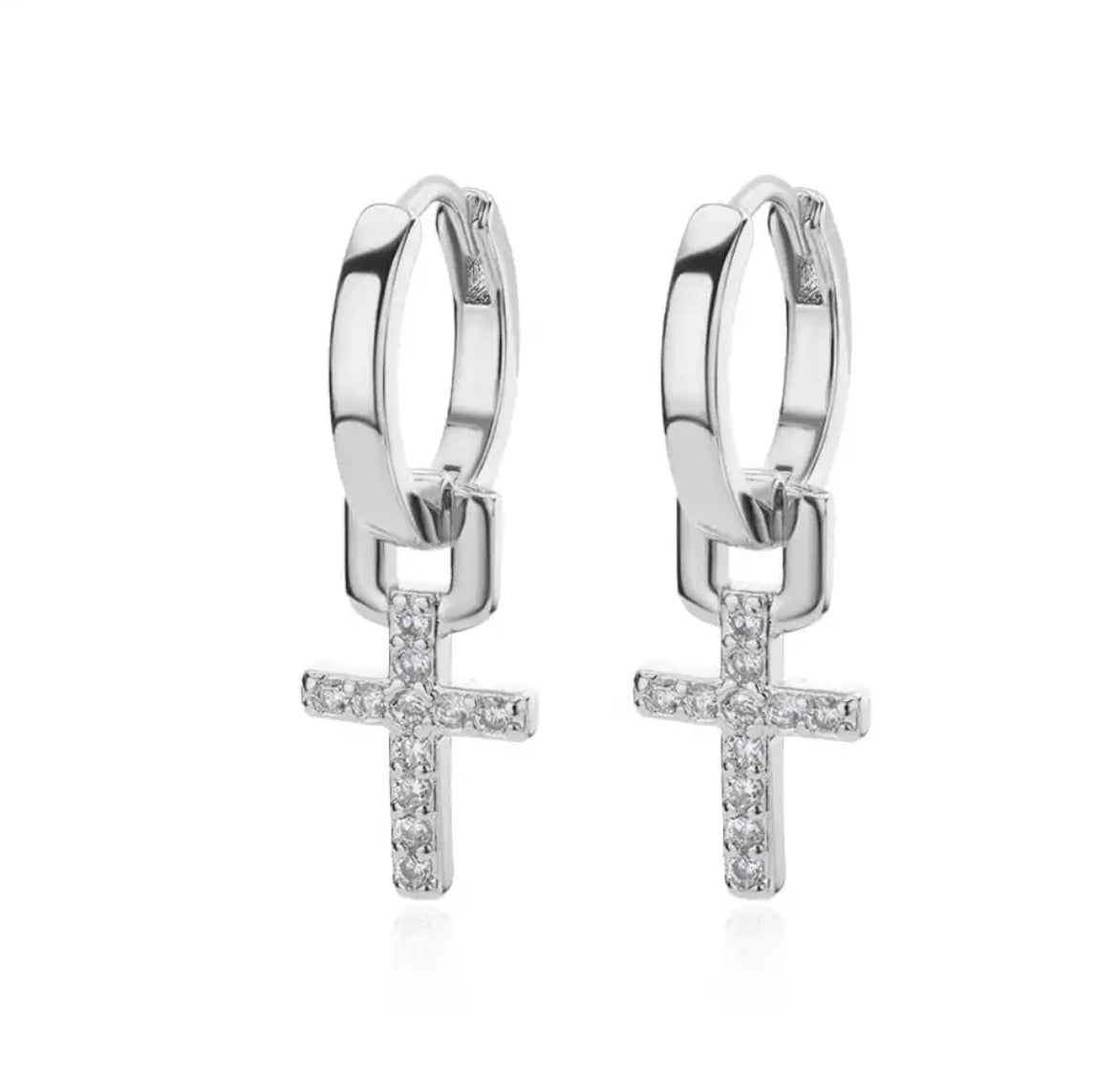 CROSS Zircon Charm Earrings Silver