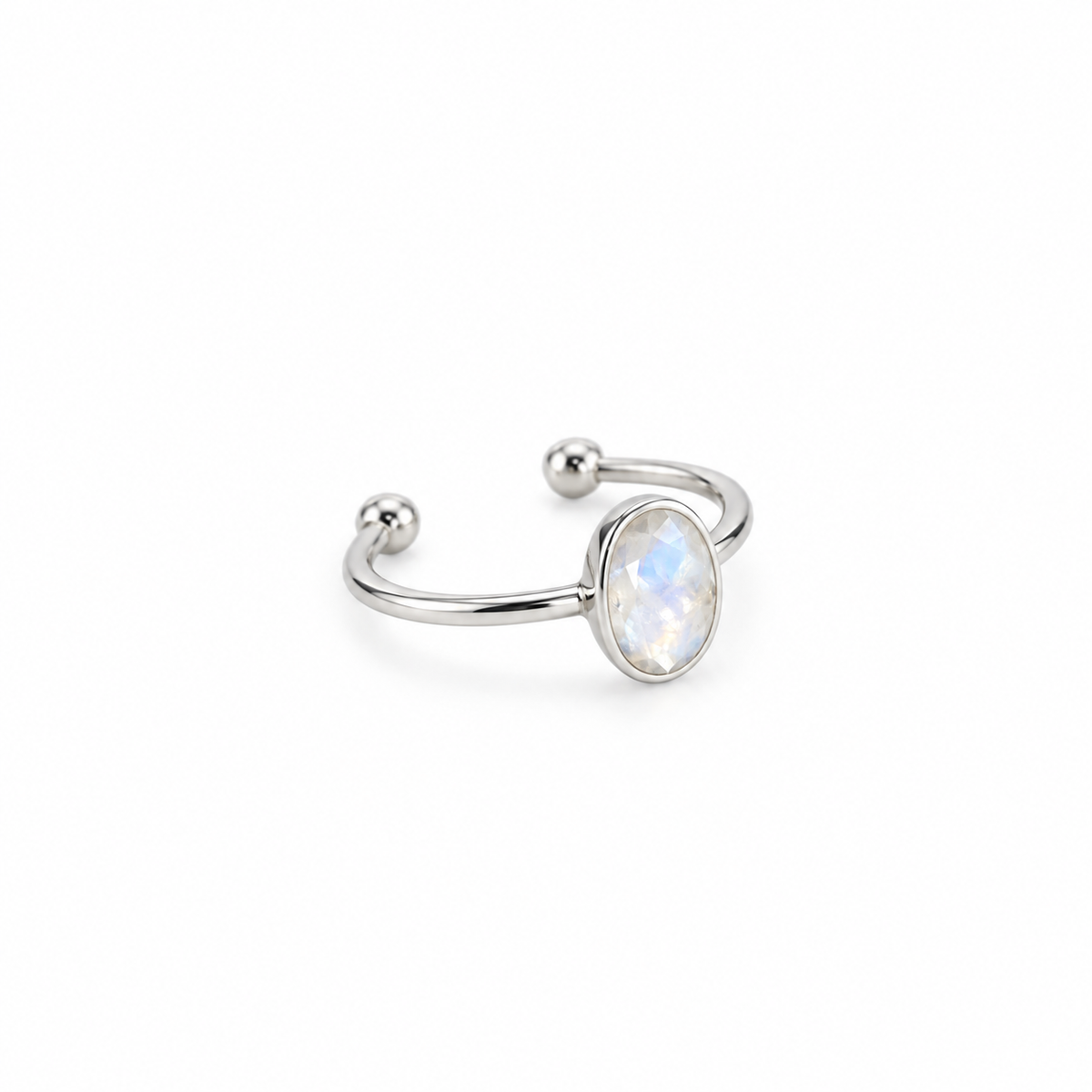 SOMA Oval Faceted Moonstone Ring Silver