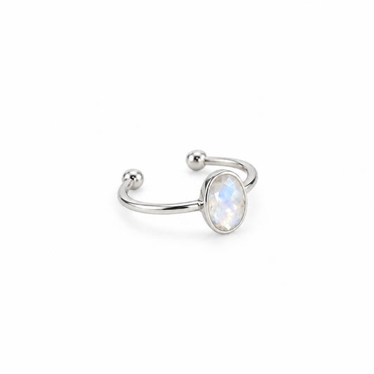 SOMA Oval Faceted Moonstone Ring Silver