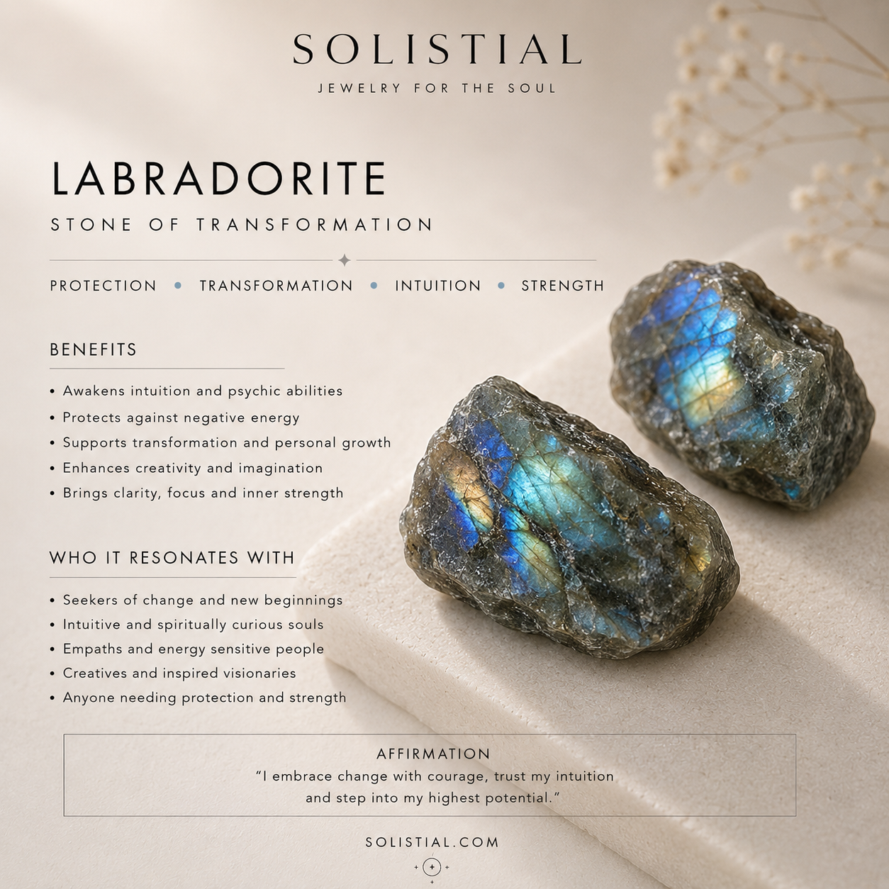 Boucles d'oreilles créoles pendantes ANETHA en labradorite bleue et or