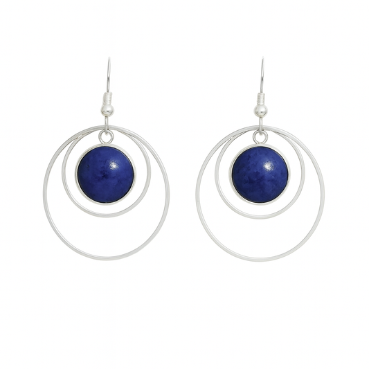 ANETHA Lapis Lazuli Hoop Earrings Silver